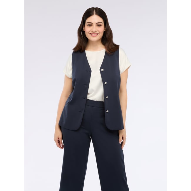 Gilet en maille Milano avec boutons bleu <span itemprop=