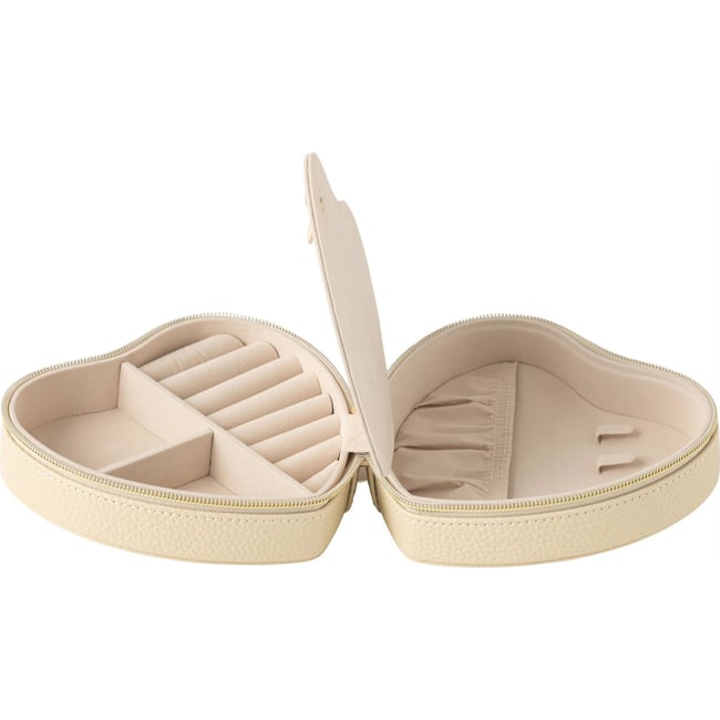Boîte à bijoux cœur zippée Couleur beige <span itemprop=