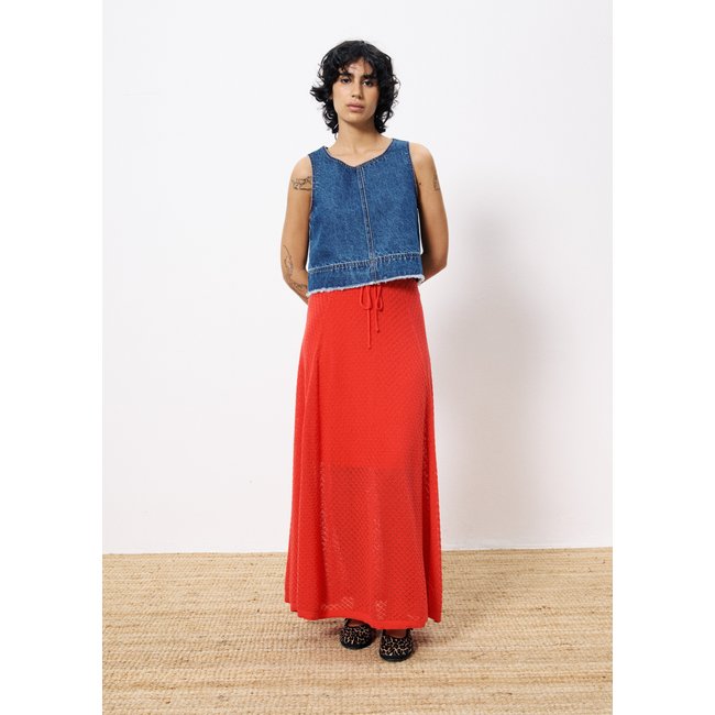 Jupe  en coton AFFOUE rouge <span itemprop=