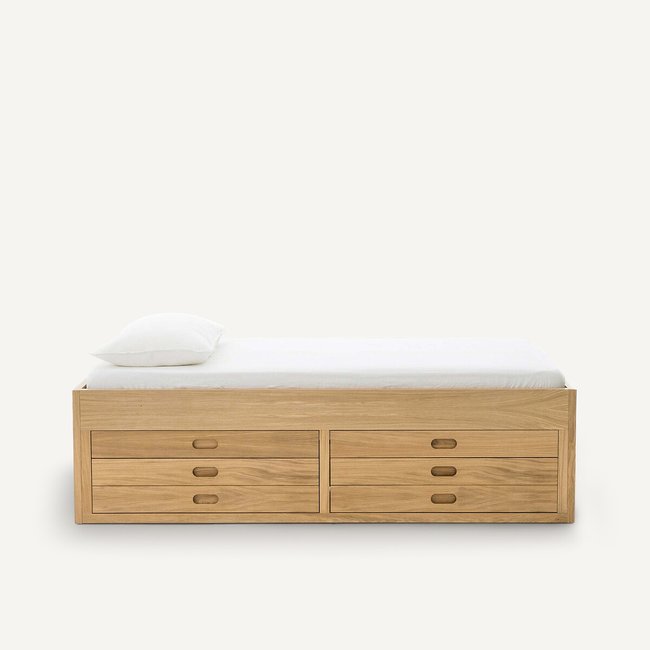 Lit plateforme plaqué chêne, Octavo Couleur chêne naturel <span itemprop=