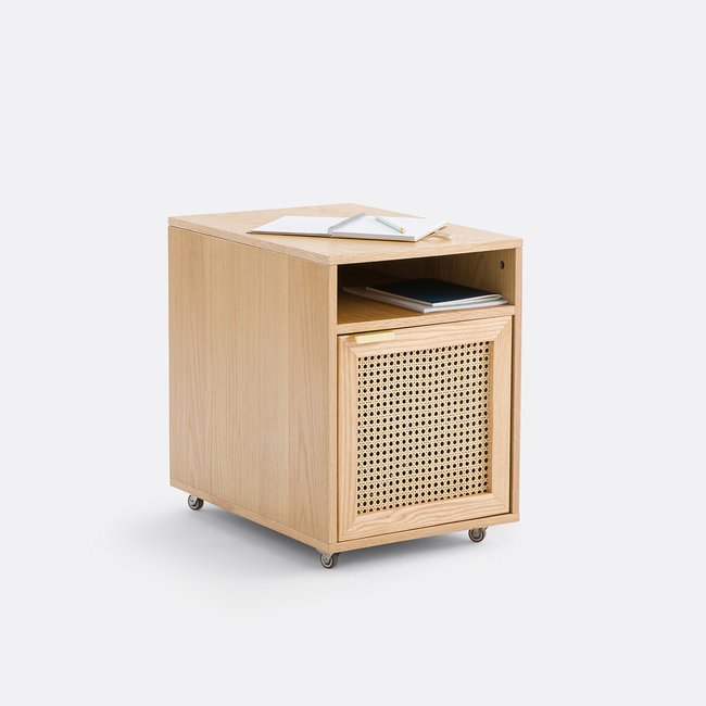 Cajón de escritorio con ruedas de mimbre, Loris natural <span itemprop=