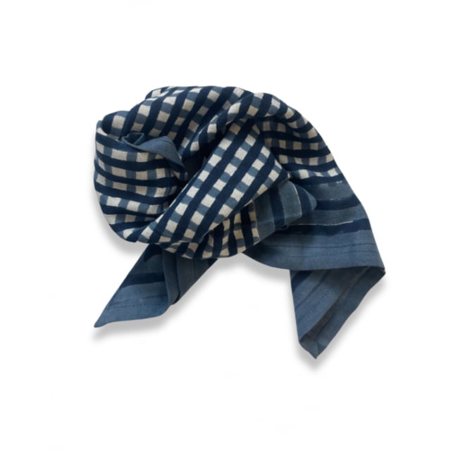 Petit Foulard en coton imprimé TARA bleu brume <span itemprop=