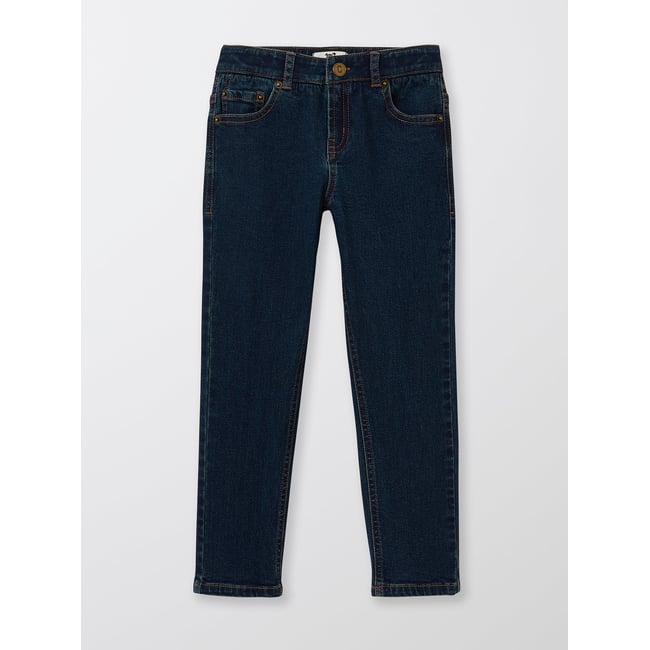 Jean droit bleu fonce uni <span itemprop=