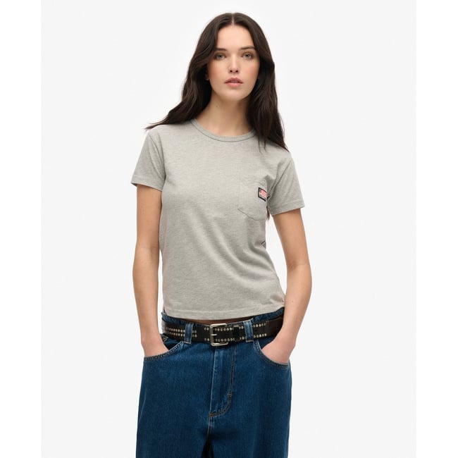 T-shirt à poche Athletic Essential gris chiné <span itemprop=