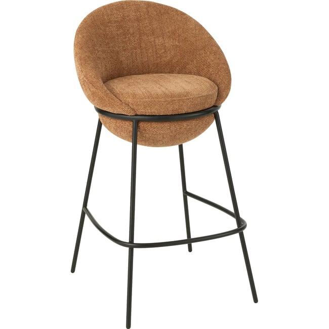 Tabouret de bar en tissu et pieds en fer Couleur terracotta tissu et fer noir <span itemprop=