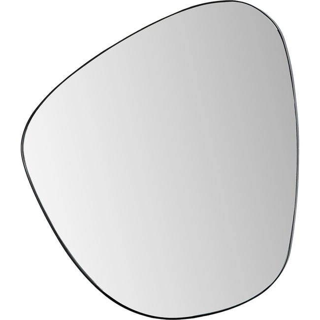 Miroir mural rectangulaire en fer Couleur noir avec finition bois clair <span itemprop=