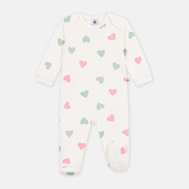 Pigiama in spugna di cotone, con stampa a cuori fantasia cuore PETIT BATEAU