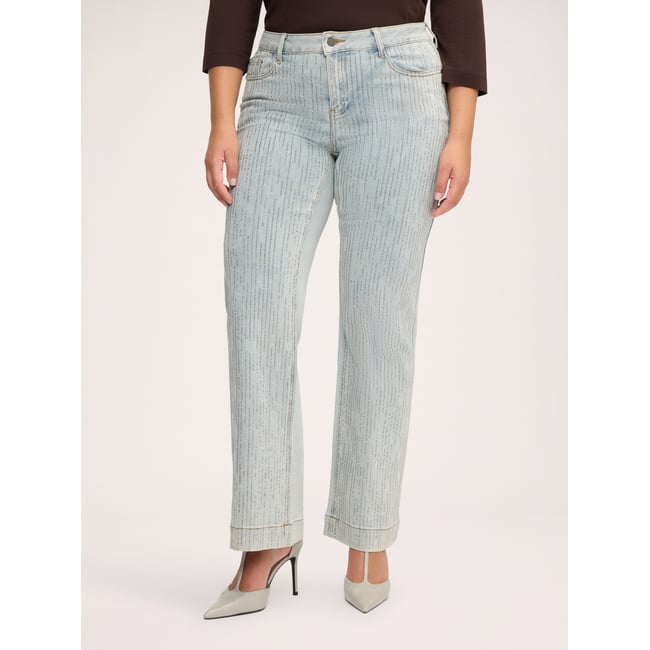 Jean flare avec strass, délavage clair light - blue <span itemprop=