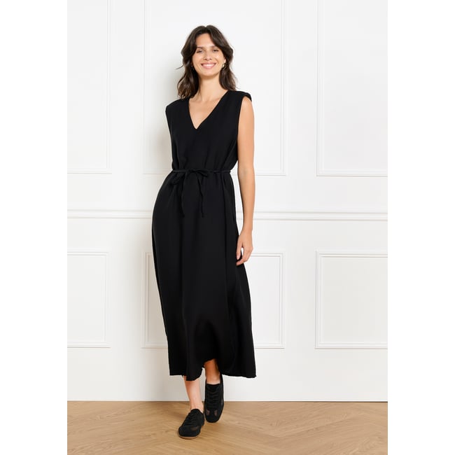 Robe maxi col V ceinturée - LOLALIZA