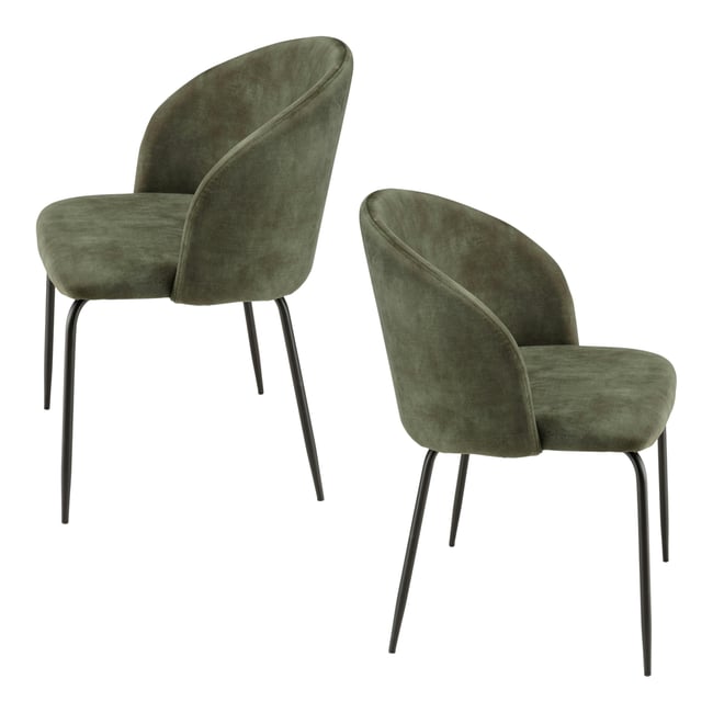 Chaise de salle à manger velours vert dossier rond (lot de 2) TIM Couleur vert <span itemprop=