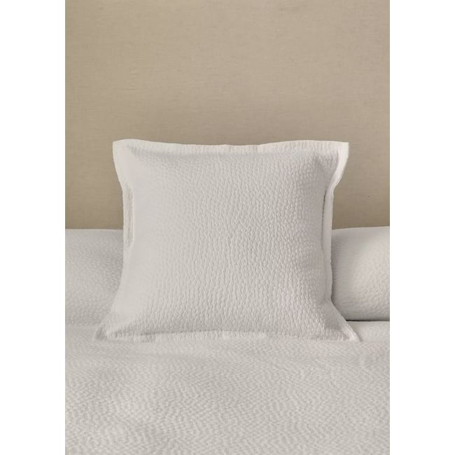 Housse de coussin de lit en coton jacquard texture lit 50x50 cm blanc <span itemprop=