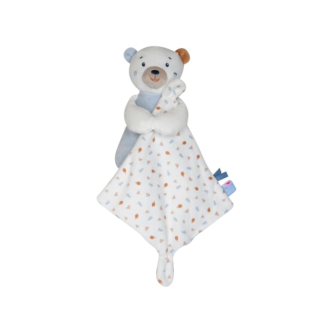Doudou mouchoir ours velours doux bleu <span itemprop=