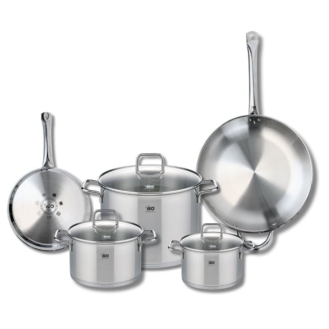 Batterie 2 poêles 24/32cm + 3 faitouts 16/20/26cm PROFI CITRIN gris <span itemprop=