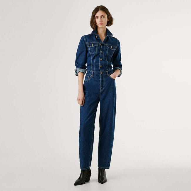 Combinaison Longue Coupe Regular En Denim 12oz blue rigid denim <span itemprop=