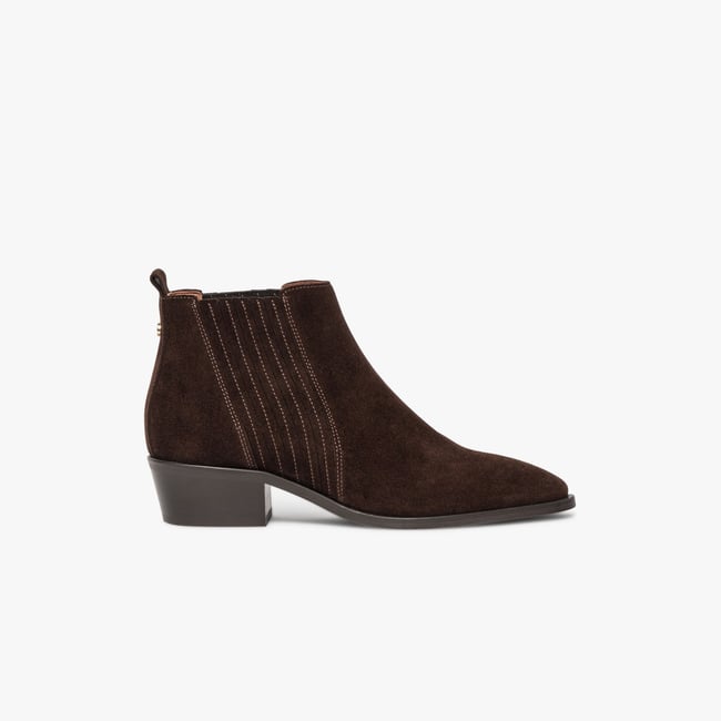 Boots À Talon en cuir MINATA marron chocolat <span itemprop=
