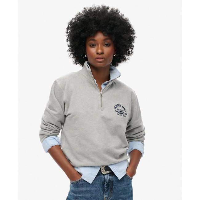 Sweat à col zippé Athletic Essentials gris chiné <span itemprop=