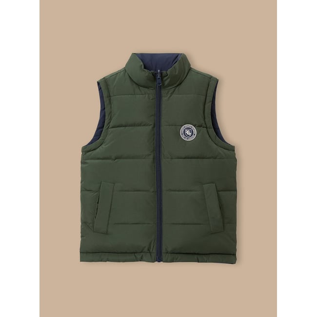 Doudoune sans manches réversible vert chasse <span itemprop=