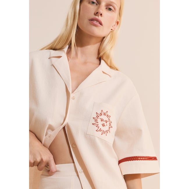 ETAM CHEMISE MARINE - CHEMISE MC lin <span itemprop=