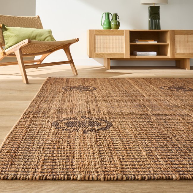 Teppich Limari, Jute und Baumwolle natur/schwarz <span itemprop=