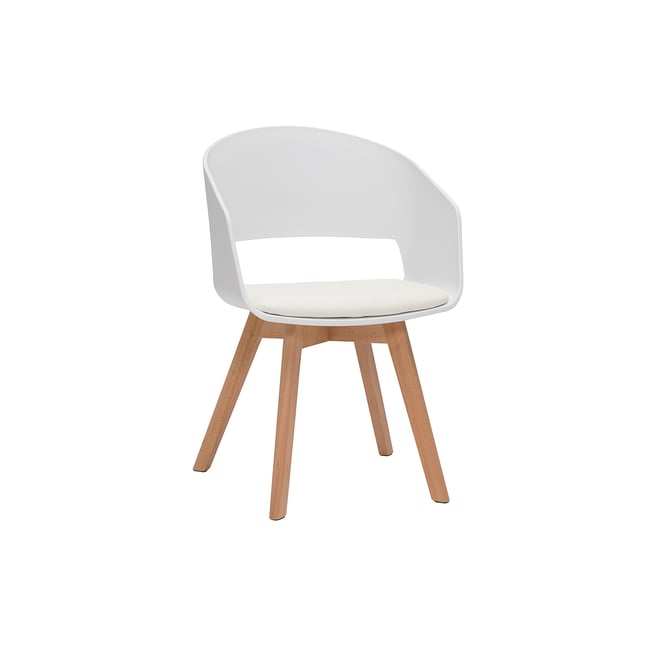 Chaise scandinave pieds bois clair PRISMA Couleur blanc <span itemprop=