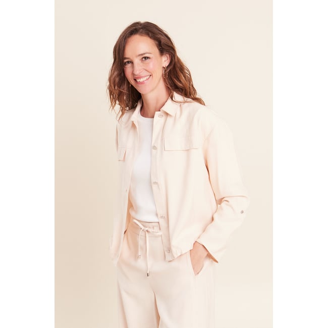 Chemise col chemise manches longues creme <span itemprop=