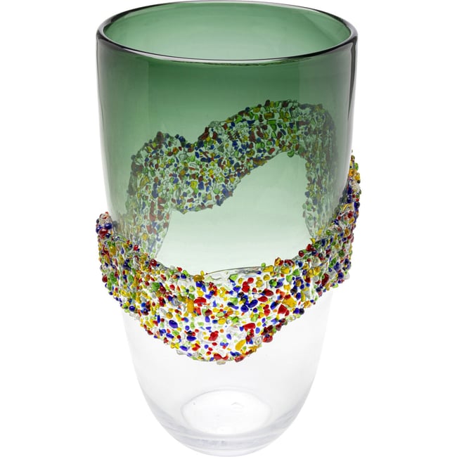 Vase en verre texturé, GLITTER CIRCLE Couleur vert <span itemprop=