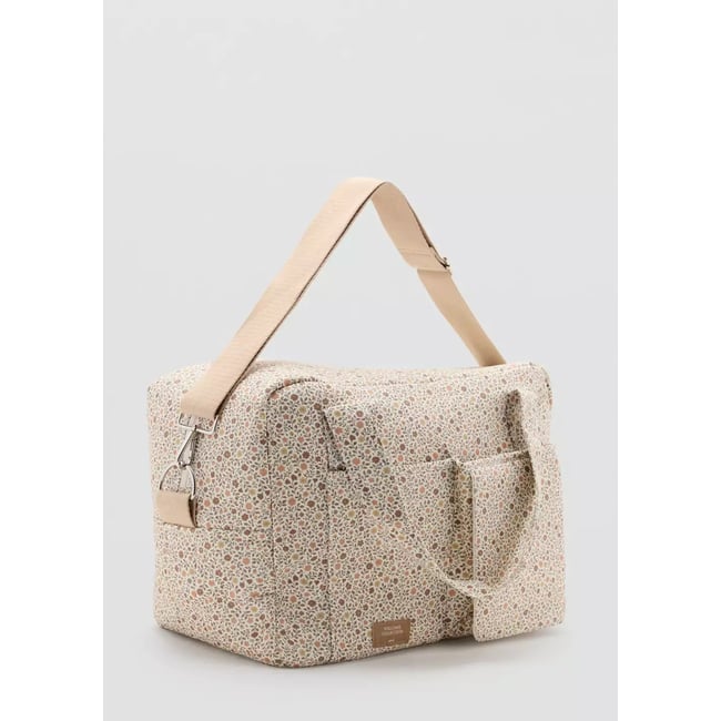 Sac de maternité imprimé fleuri blanc cassé <span itemprop=