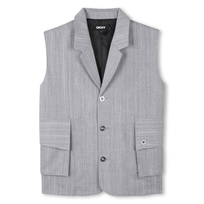 Veste rayée sans manches gris clair chine <span itemprop=