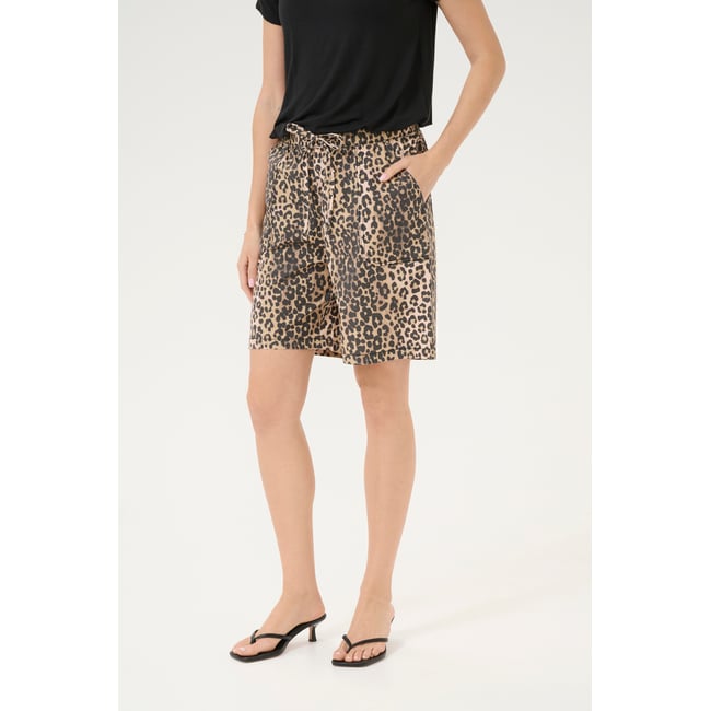 Shorts casual imprimé leopard wash <span itemprop=