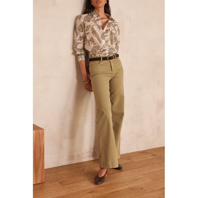 Jean large LISA en coton vert <span itemprop=