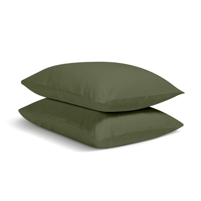 Lot de 2 Taies d'oreiller unie PERCALE DE COTON - BLEU CALIN