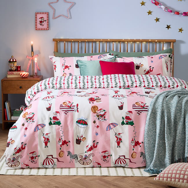 Passport To The North Pole Christmas Reversible Duvet Cover and Pillowcase Set, multi-coloured, FURN.