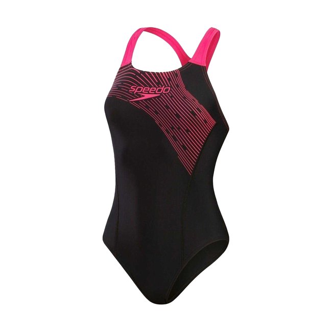 Maillot de bain 1 pièce motif/style à rayures MEDLEY MEDALIST noir <span itemprop=