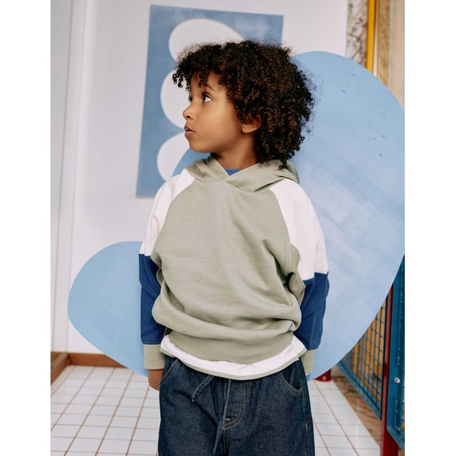 Sweat en coton avec capuche vert <span itemprop=