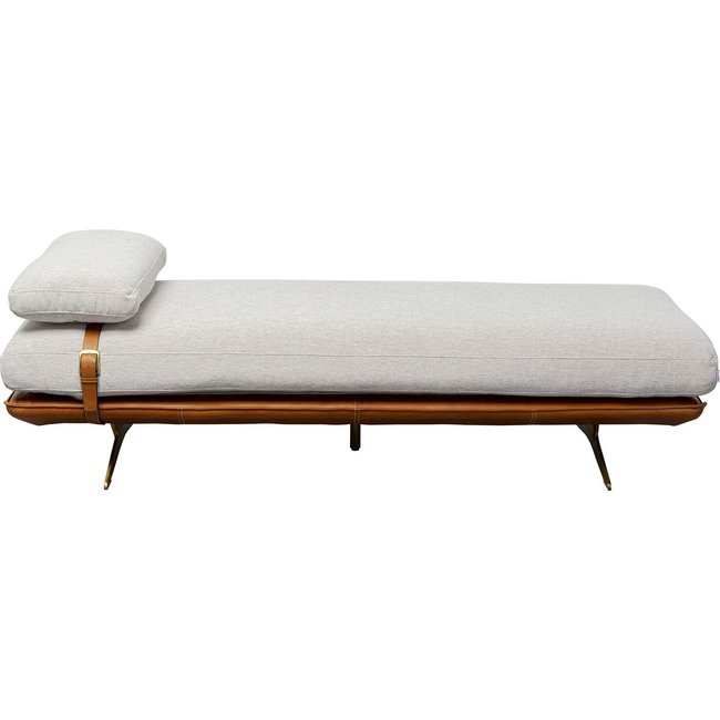 Méridienne en lin et cuir, CHARLES Couleur beige <span itemprop=