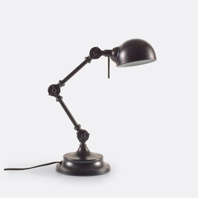 Lampe bureau, métal acier style industriel, Kikan Couleur noir mat <span itemprop=