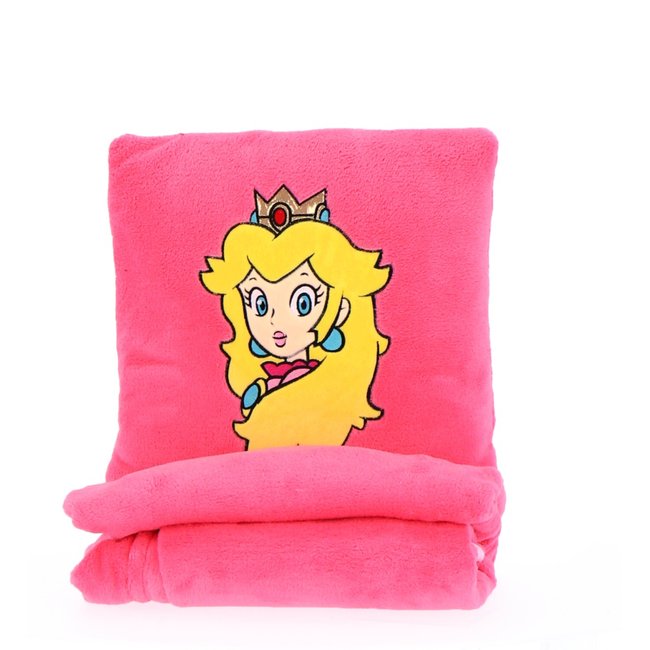 Coussin Plaid 2 en 1, Peach Super Mario rose <span itemprop=