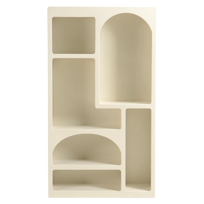 Etagère 6 niches 100x26cm en bois peint couleur beige NELIA Couleur beige <span itemprop=