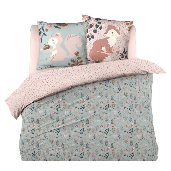 Housse de couette + taie Tamia l ecureuil vert <span itemprop=
