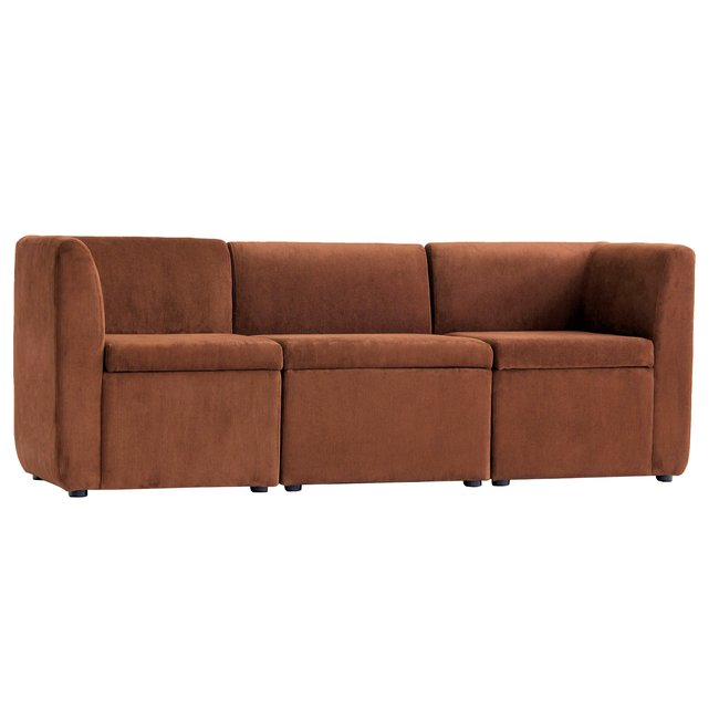 Canapé modulable 3 places, velours côtelé, VARDE Couleur terracotta <span itemprop=