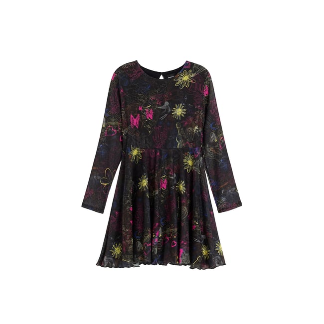 Robe en maille imprimée noir <span itemprop=