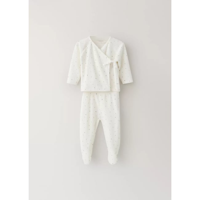 Ensemble pyjama coton blanc cassé <span itemprop=