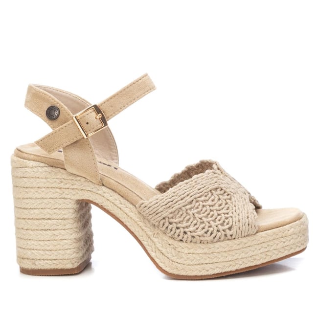Sandale Talon Décontractée Boucle beige <span itemprop=