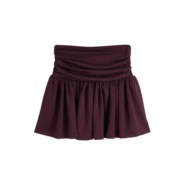 Jupe scintillante à taille basse prune <span itemprop=
