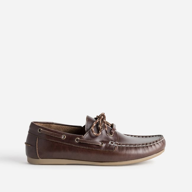 Mocassin en cuir GUSTINE cognac <span itemprop=