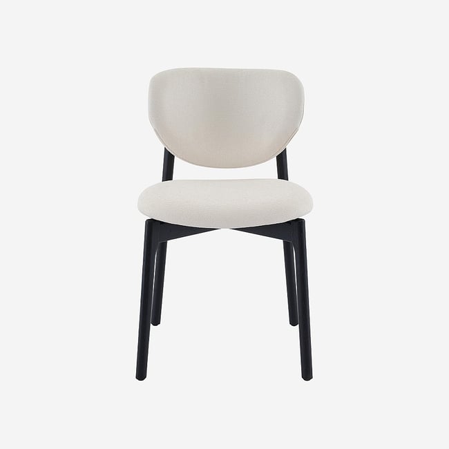 Lot de 2 chaises en tissu texturé et chêne massif noir AZMA Couleur beige <span itemprop=