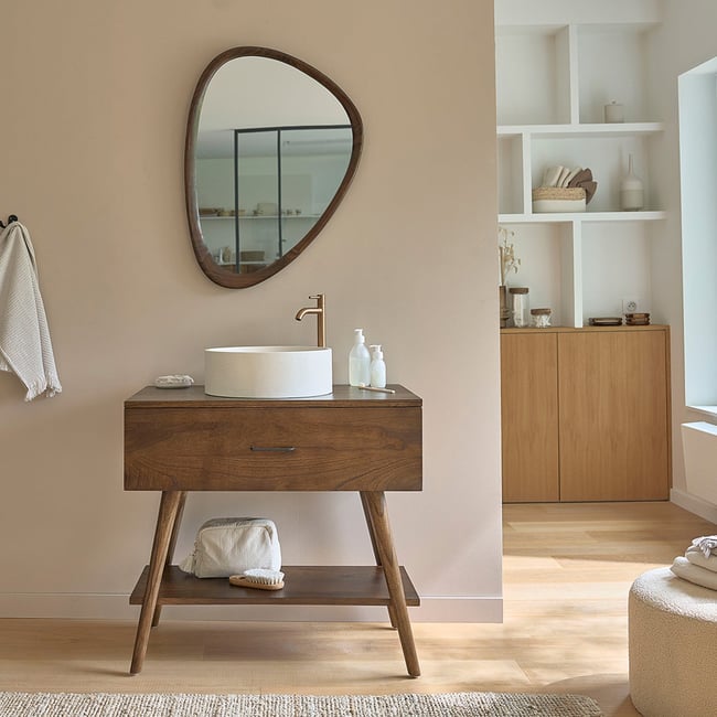 Meuble de salle de bain en mindi massif 80 cm  CALIXTE Couleur marron <span itemprop=