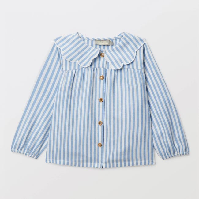 Blouse col fantaisie rayée en coton BIO GOTS tender <span itemprop=