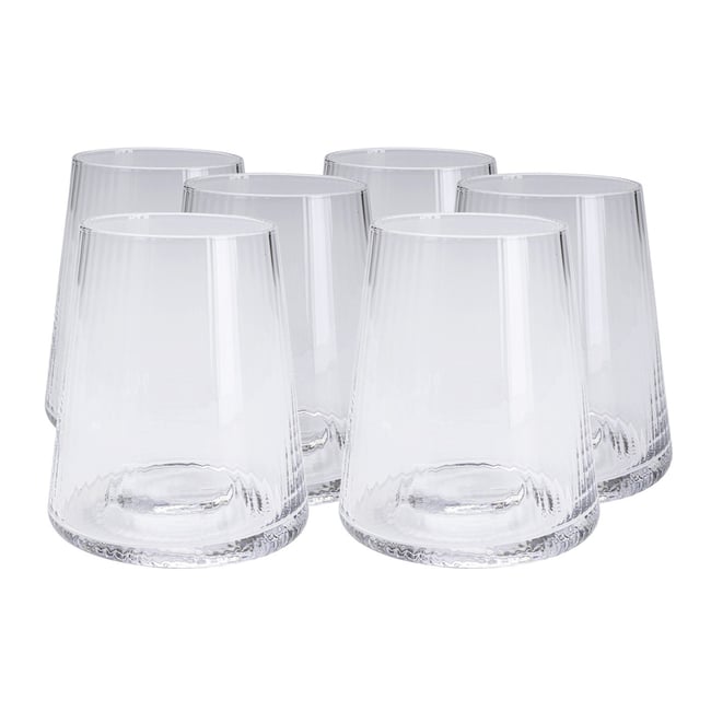 Lot de 6 verres à eau, RIFFLE Couleur transparent <span itemprop=