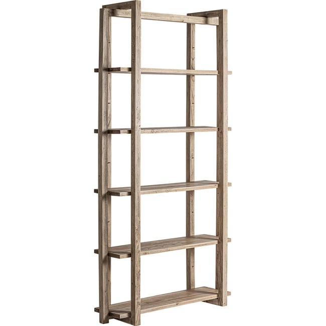 Bibliothèque en bois d'orme style colonial Couleur marron clair <span itemprop=